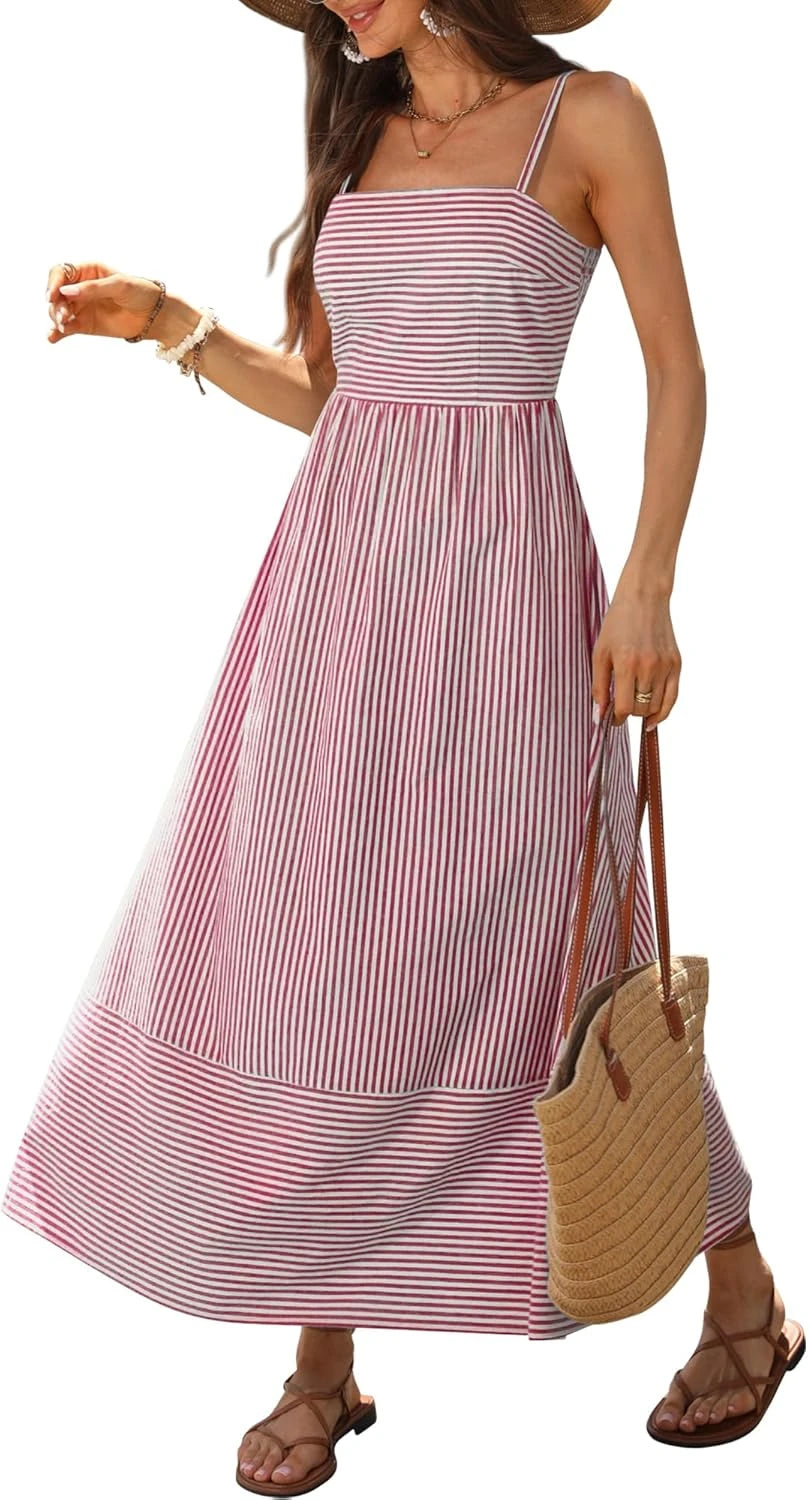 Gingham Spaghetti Strap Maxi Dress