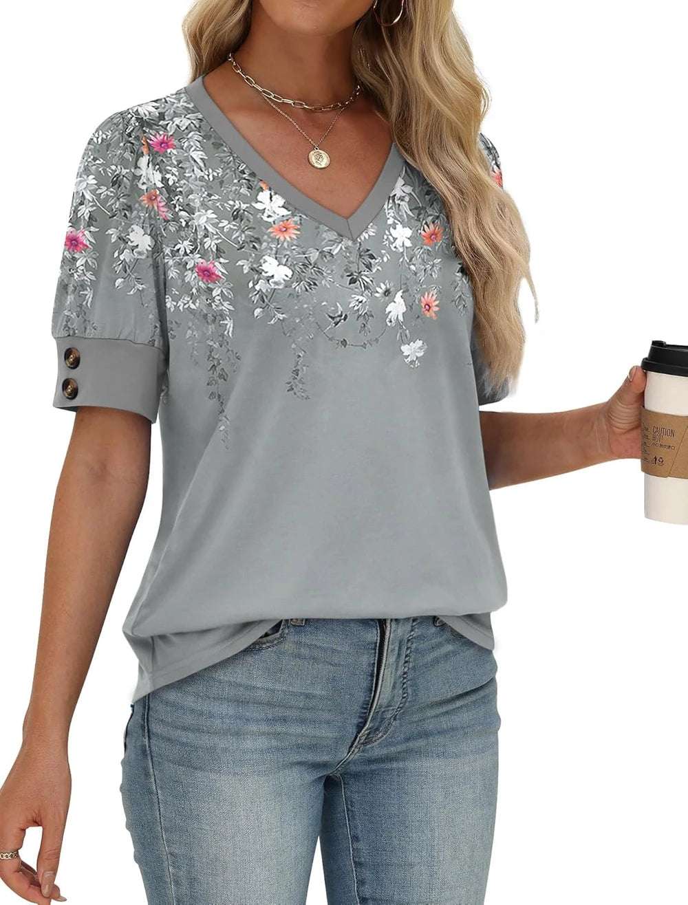 Floral V-Neck Blouse
