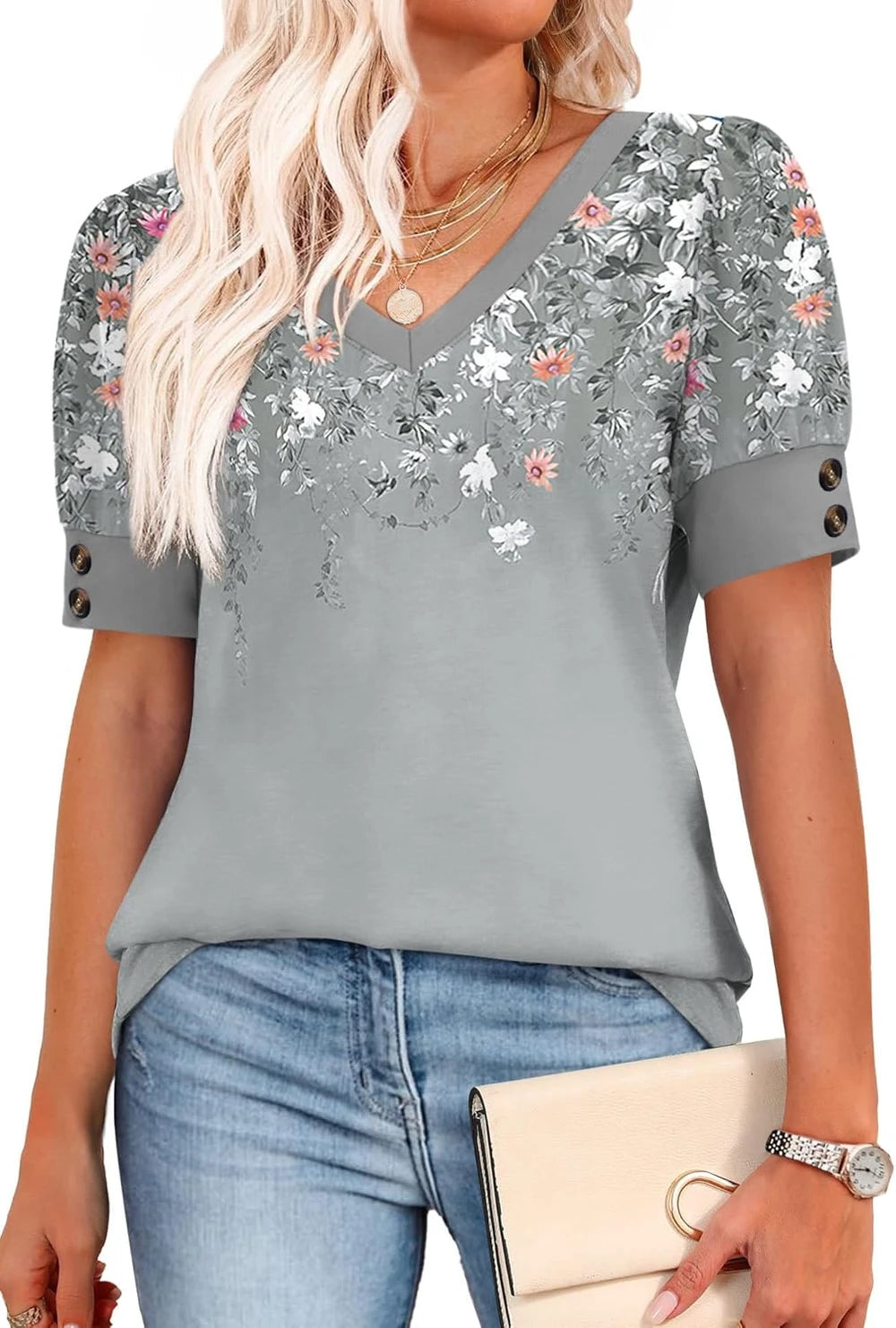 Floral V-Neck Blouse
