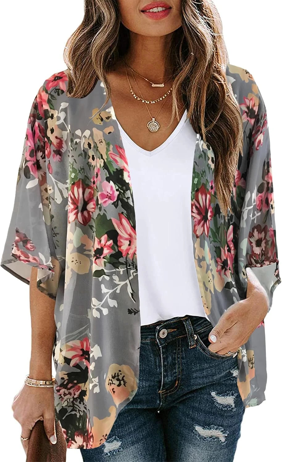 Floral Print Kimono Cardigan