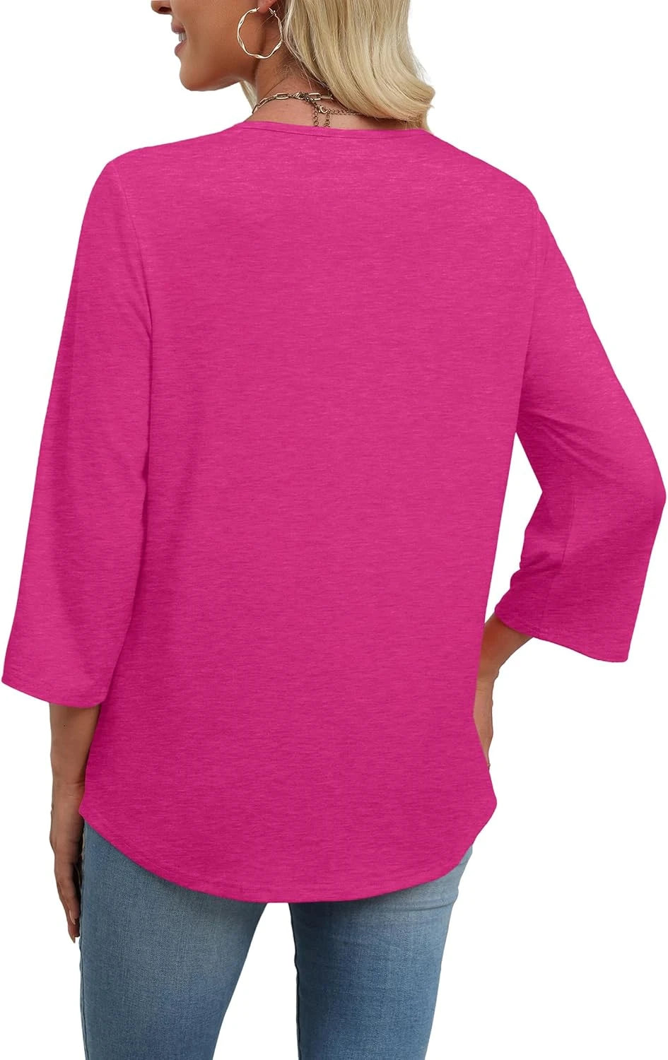 3/4 Sleeve Lace V-Neck Blouse