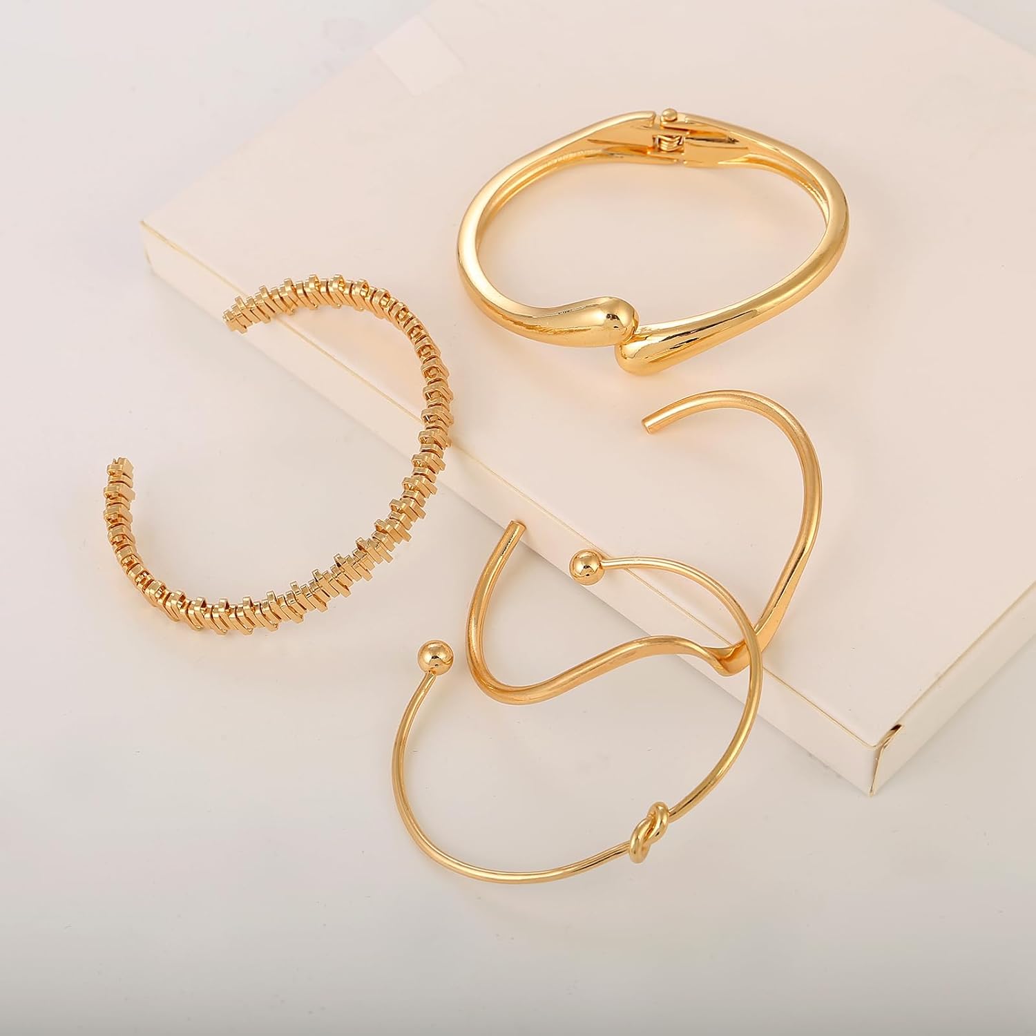 Urban Edge Gold Cuff Bracelet Set
