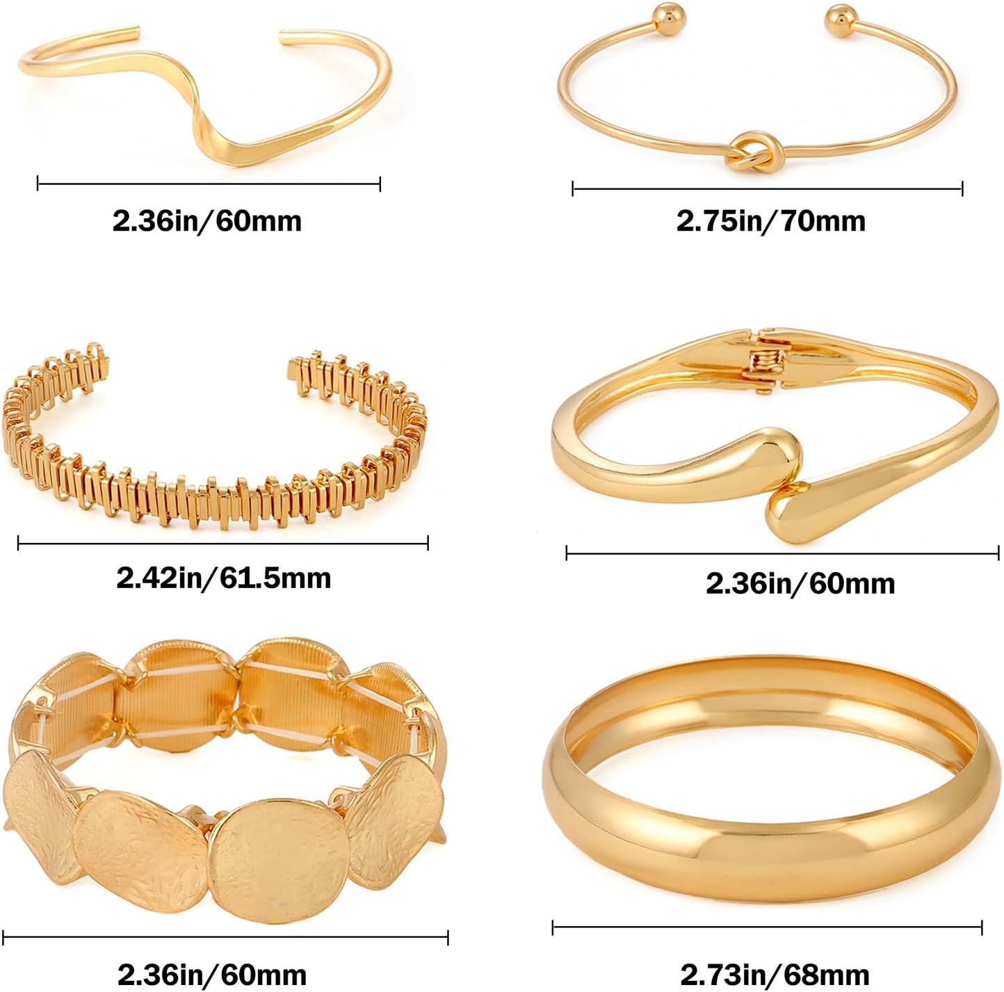 Urban Edge Gold Cuff Bracelet Set