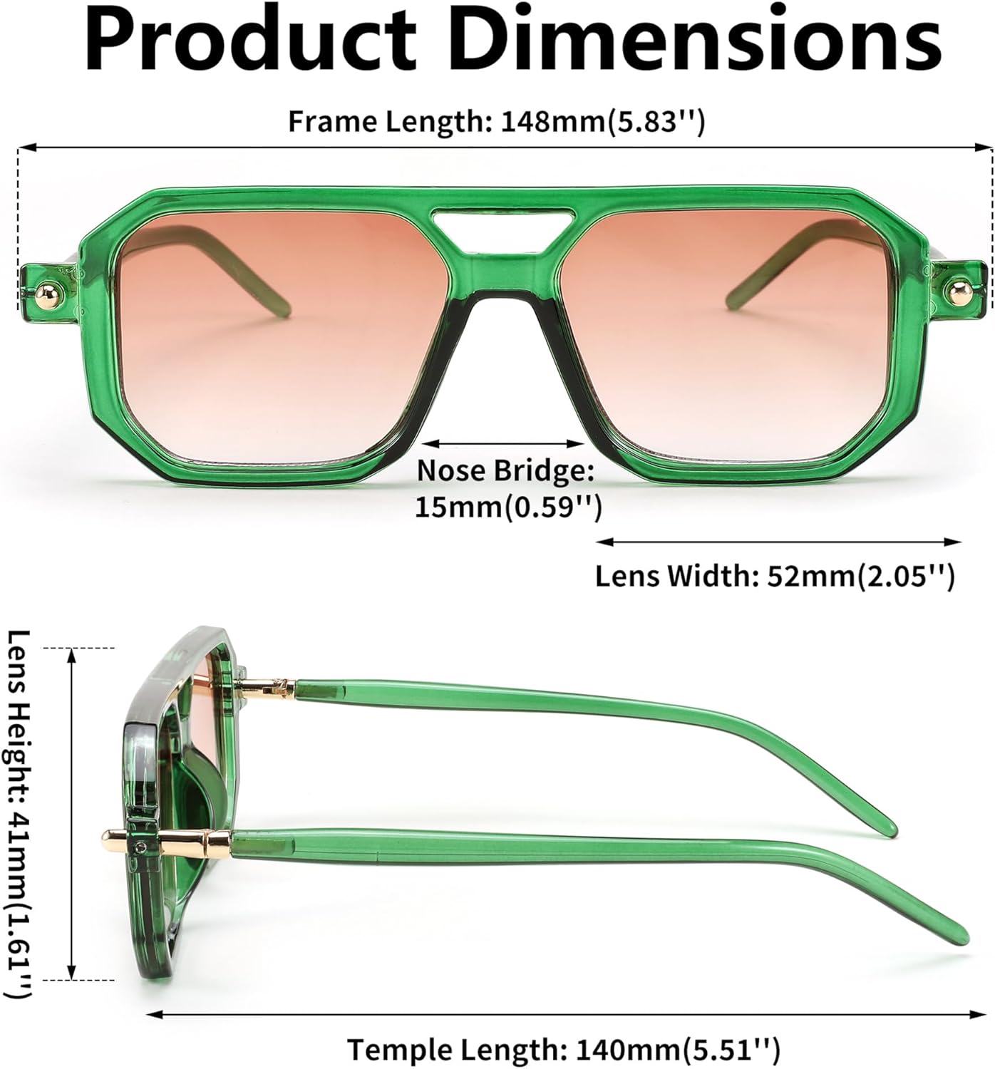 Vintage Square Retro Aviator Shades