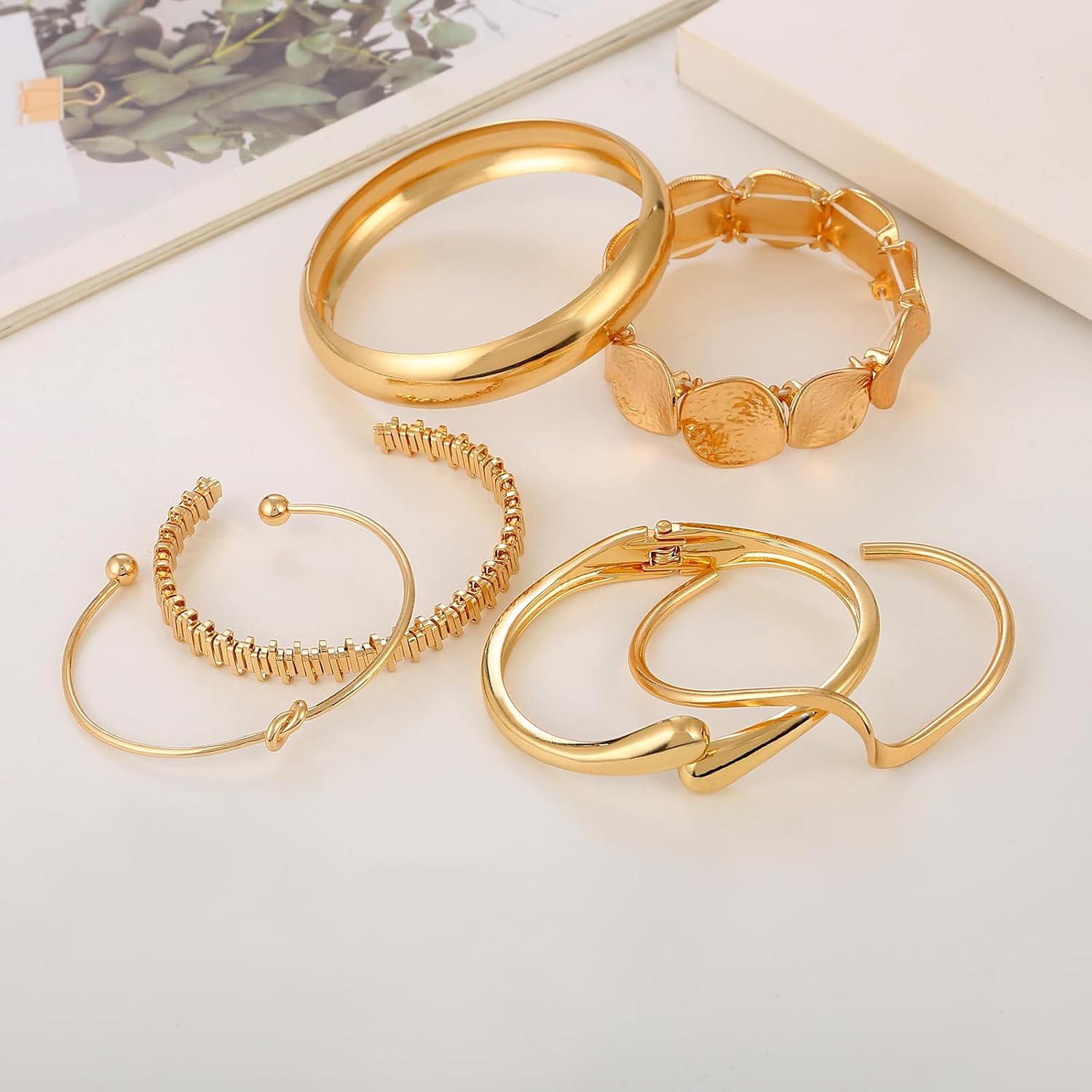 Urban Edge Gold Cuff Bracelet Set