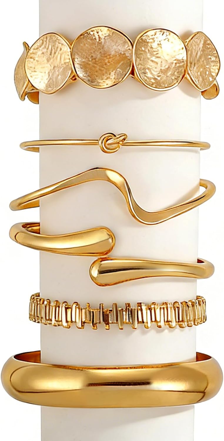Urban Edge Gold Cuff Bracelet Set