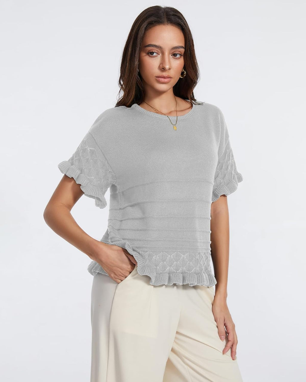 Casual Ruffled Knit Top