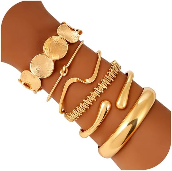Urban Edge Gold Cuff Bracelet Set