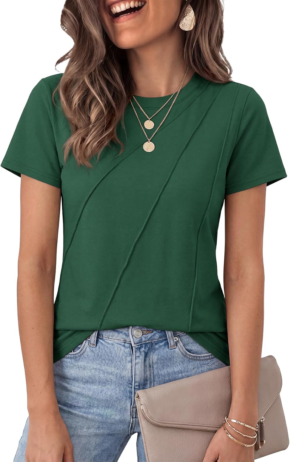 Everyday Pleated Crewneck Casual Tee