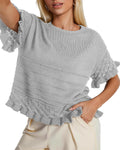 Casual Ruffled Knit Top
