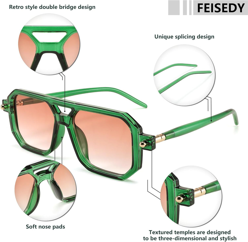 Vintage Square Retro Aviator Shades