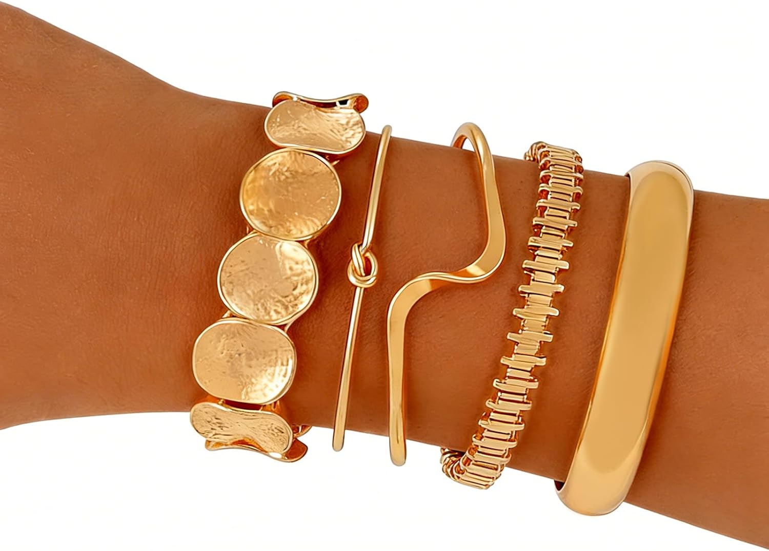 Urban Edge Gold Cuff Bracelet Set