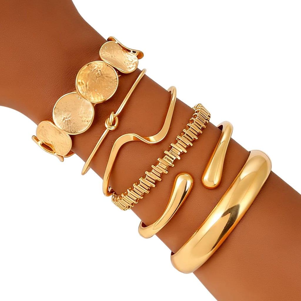 Urban Edge Gold Cuff Bracelet Set