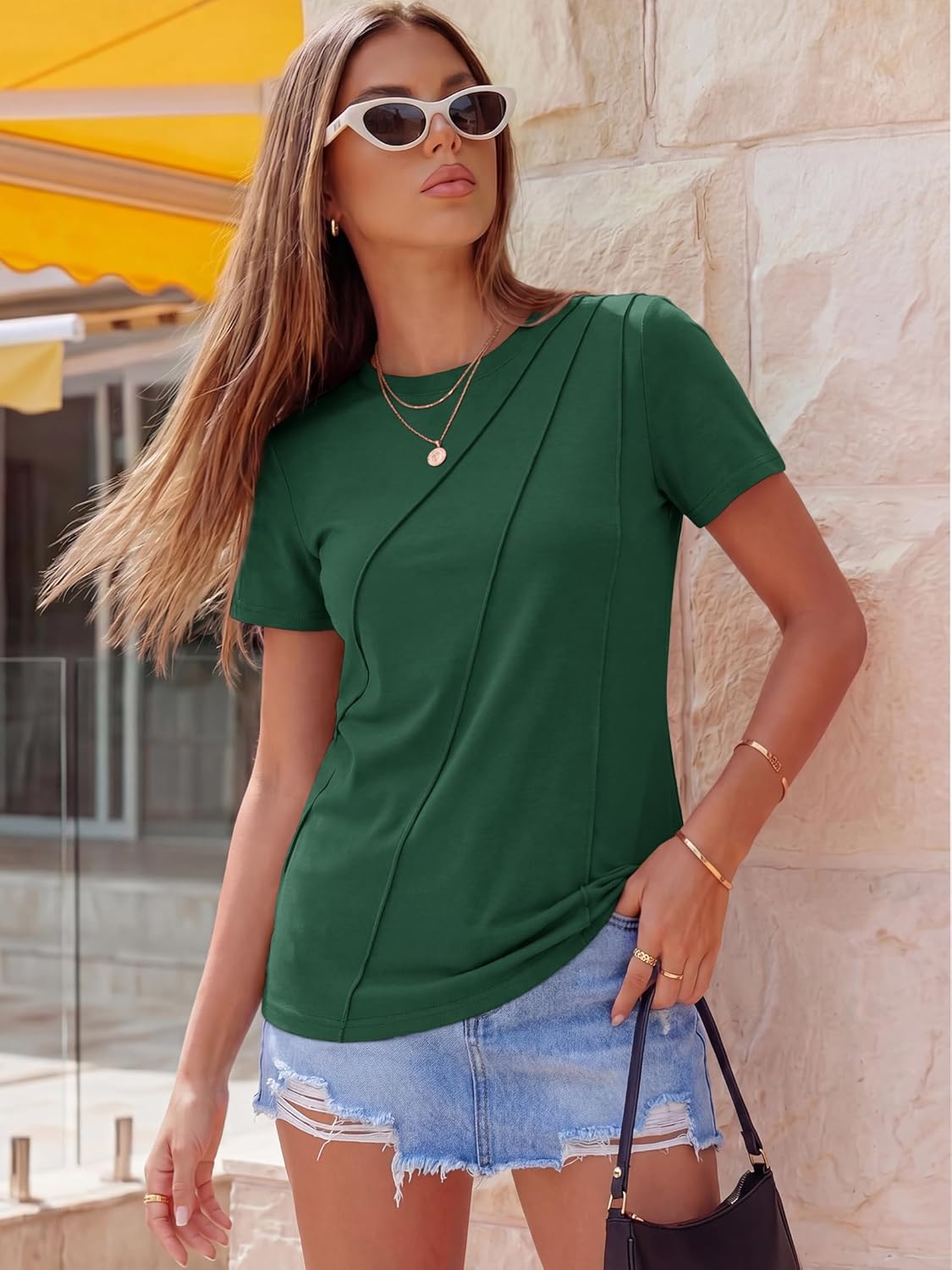 Everyday Pleated Crewneck Casual Tee